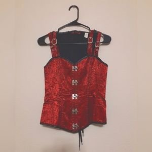 Red and Black Brocade Corset